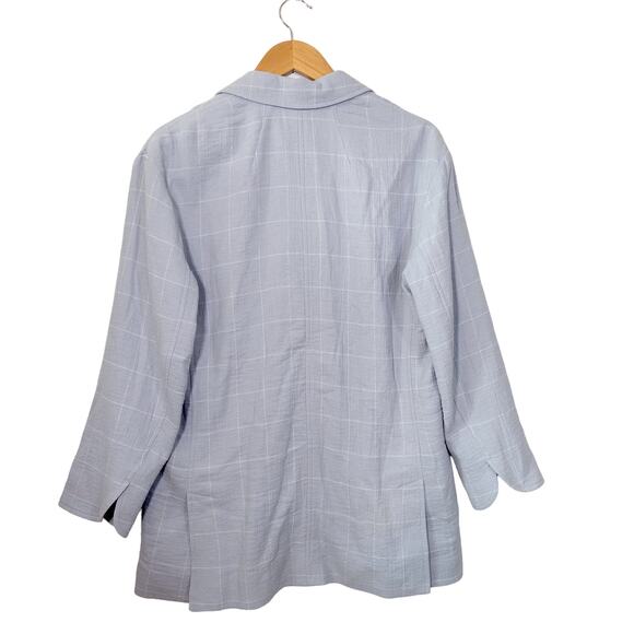 Madewell NEW Larsen Cotton Linen Relaxed Blazer in Windowpane Blue White Small - Picture 3 of 11